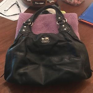 Black leather Coach handbag